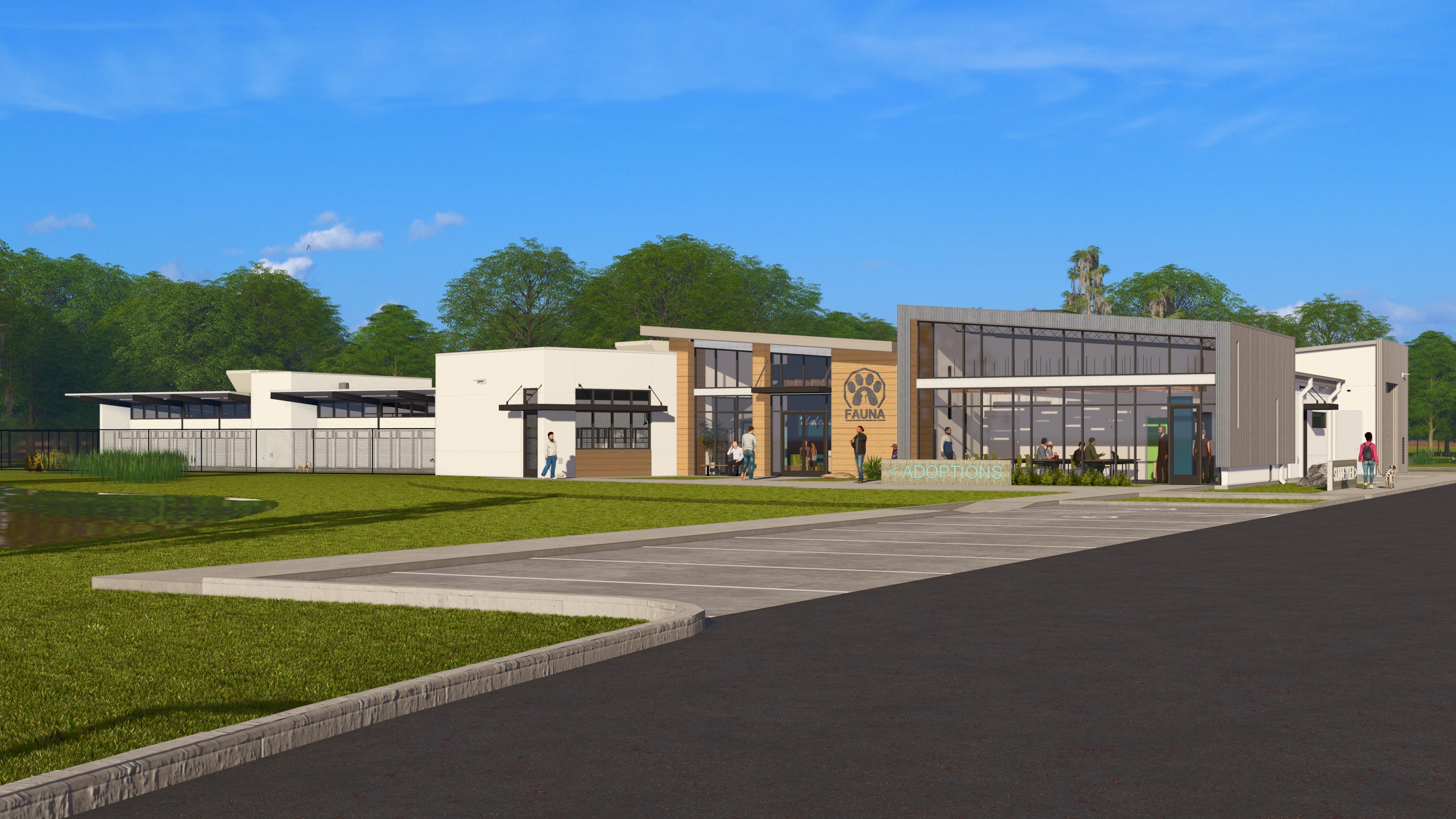 Rendering of the Edwina and Sam Friedman Pet Adoption and Welfare Center