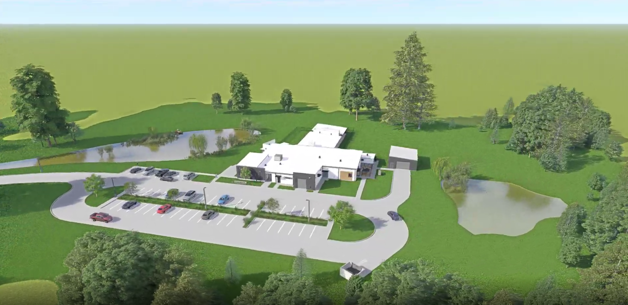 Aerial rendering of the Friedman Center campus