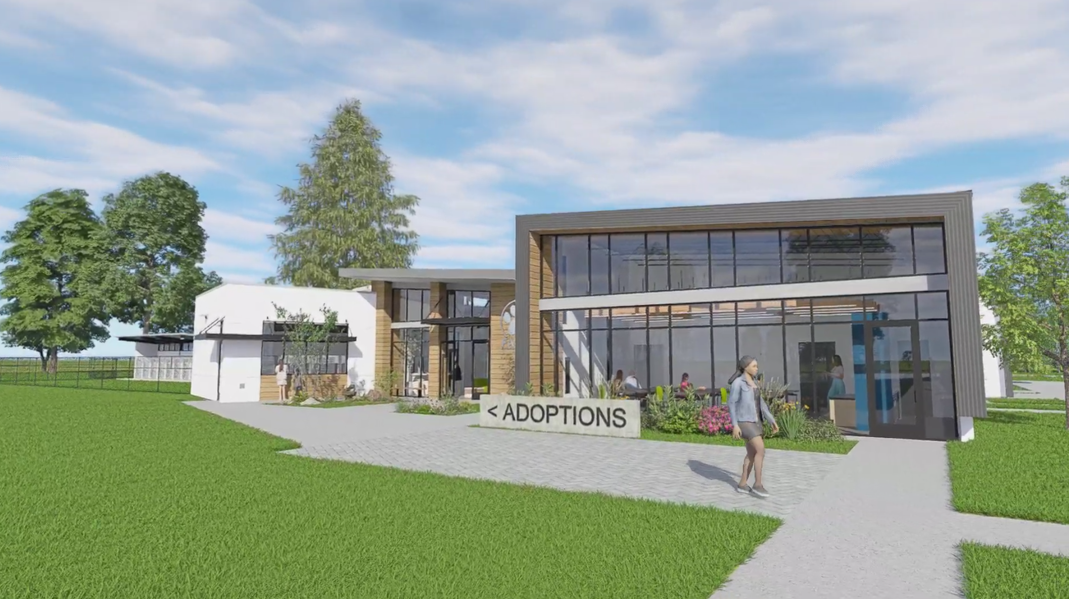 Exterior rendering of the Friedman Center